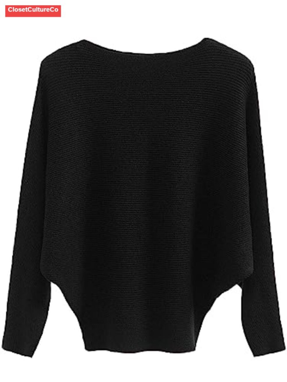 Batwing Dolman Sleeve Pullover Sweater Boat Neck Relaxed Fit Winter Knit